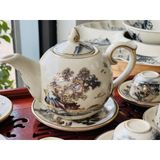  Bộ ấm chén họa tiết Sơn Thủy hoàng gia vẽ vàng Bát Tràng 500ml 