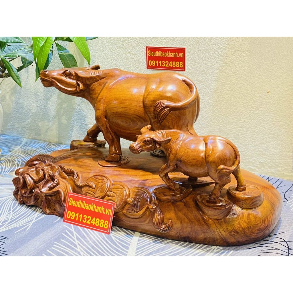  [VẬT PHẨM PHONG THỦY]-Trâu gỗ hương 35cm-mỹ nghệ bảo khánh 