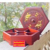  [ĐỒ DÙNG NGÀY TẾT]-Khay đựng bánh kẹo bằng gỗ hương thiết kế cao cấp 27cm-Siêu thị Bảo Khánh 