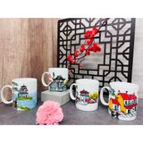  [Gốm Sứ Bát Tràng] Cốc vẽ tay hình phong cảnh Hà Nội Dáng C siêu đẹp 