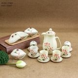  Bộ ấm men cao cấp họa tiết hoa 