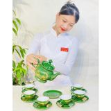  Bộ ấm chén xanh họa tiết công đào phú quý 