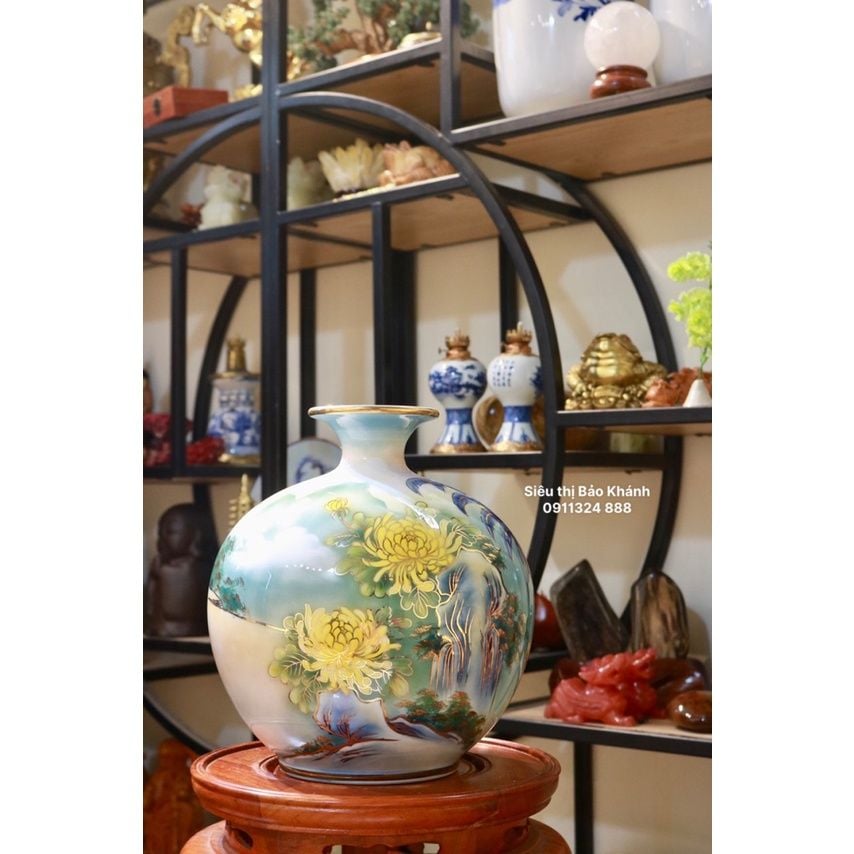  Bình hút lộc Bát Tràng họa tiết Gia Đình Gà 