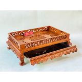  Khay Trà chân quỳ chất liệu Gỗ Hương cao cấp 48cm 