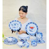  Bộ bát đĩa cảnh men rạn tùng hạc diên cao cấp 