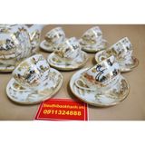  Bộ ấm trà Bát Tràng cảnh đồng quê cao cấp vẽ vàng BKCE-006500VN-0015 