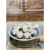  [BÁT TRÀNG CHÍNH HÃNG]-Bộ Ấm Trà Men Rạn Men Lam Vẽ Sơn Thủy-Siêu thị bảo khánh 