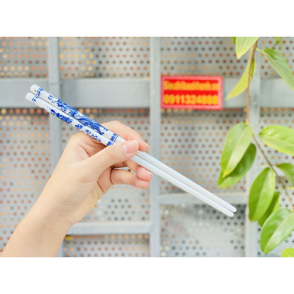  Đồ thờ cúng - Bộ đũa gốm men lam cao cấp - mỹ nghệ bảo khánh 