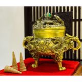  Xông trầm hương đồng quà tặng,đồ trang trí cao cấp 15cm -mỹ nghệ bảo khánh 