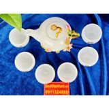  Bộ ấm chén,ấm trà đá ngọc họa tiết Phượng in nổi 400ml 
