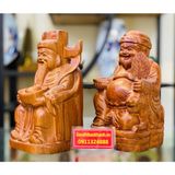  Cặp tượng Thần Tài -Thổ Địa chế tác từ gỗ hương (cao 20cm) 