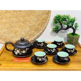  Bộ ấm chén tử sa Hoa Mai chính hãng Bát Tràng 350ml 