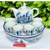  (HÀNG BÁT TRÀNG CAO CẤP ) Bộ ấm chén Thất tiên có khay tròn -Bảo Khánh 