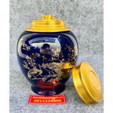  Hũ đựng chè họa tiết song công tài lộc vẽ vàng -sieuthibaokhanh 