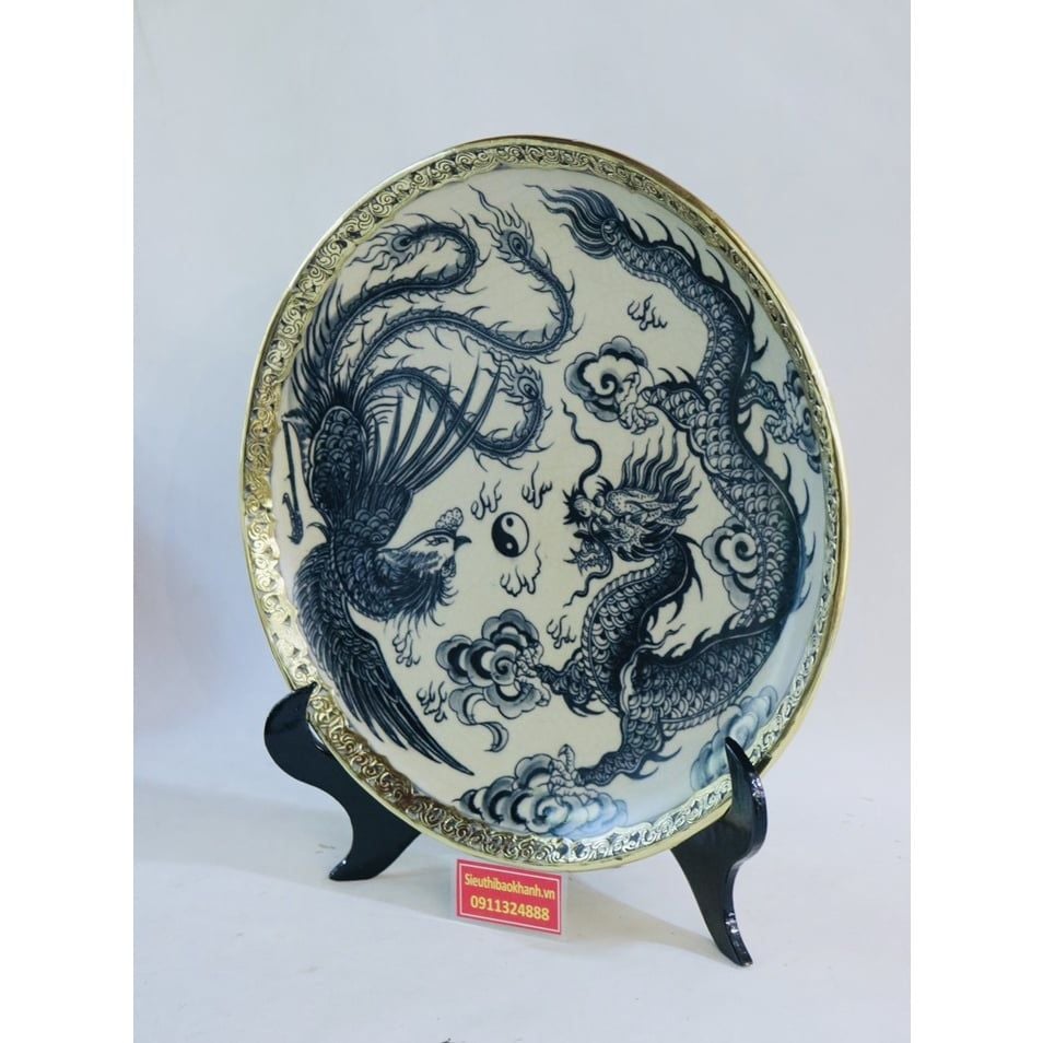  Đĩa cảnh long phụng bọc đồng-Siêu thị Bảo Khánh 