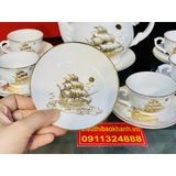  Bộ ấm chén,ấm trà Bát Tràng họa tiết Thuận Buồm Xuôi Gió 350ml 