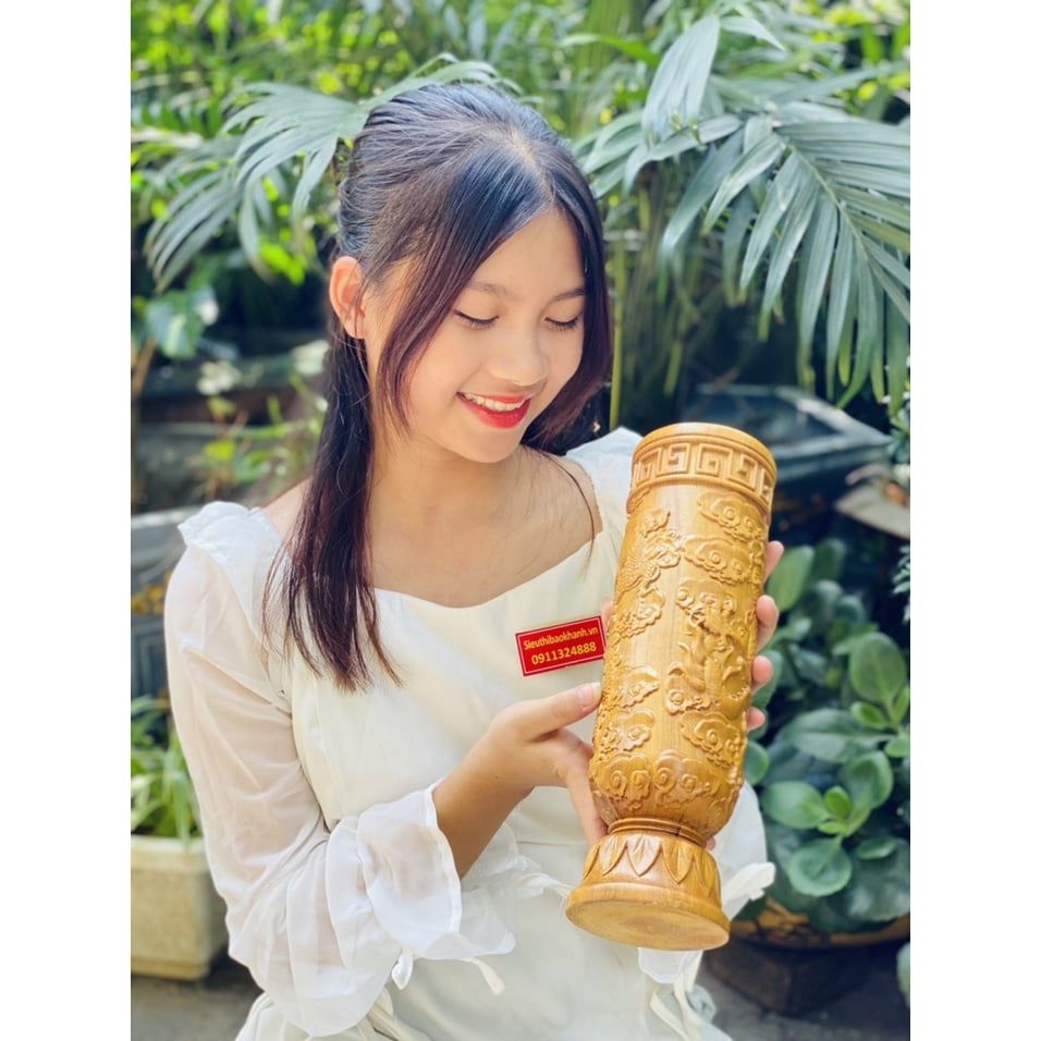  Ống cắm nhang gỗ trang trí phong thủy bàn thờ 