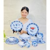  Bộ bát đĩa cảnh men rạn tùng hạc diên cao cấp 