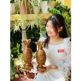  Cặp lục bình gỗ bách xanh vân tự nhiên cao 30cm 