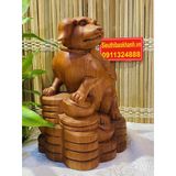  Tượng chó tài lộc gỗ hương -vật phẩm phong thủy ( cao 32cm ) 