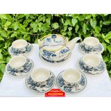  Ấm chén Bảo Khánh-Bộ ấm chén men rạn họa tiết sơn thủy đặc biệt 