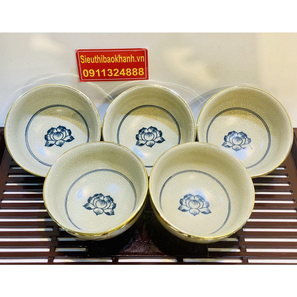  Bộ bát sen men rạn bọc đồng 