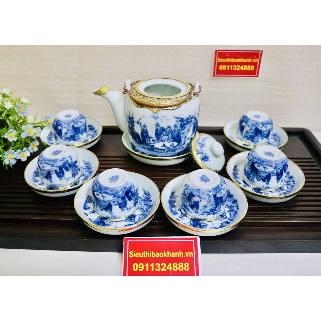  Bộ ấm chén Trúc Lâm Thất Hiền bọc đồng BKCEVN-8027 