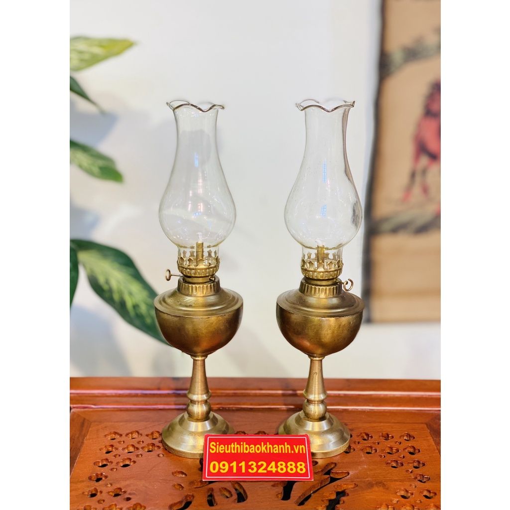  Đèn dầu Đồng phong thủy cao cấp 25cm 