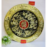  Mâm đồng thau nguyên chất trạm trổ Long Phụng 50cm 