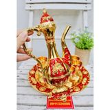  Bộ Ấm Chén Hợp Kim Đồng Dáng Hoàng Gia Đỏ Vàng – Sang Trọng, Quà Biếu Cao Cấp, Trưng Bày & Thờ Cúng BKMEVN-8182 
