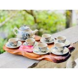  Bộ ấm chén men rạn vẽ Sơn Thủy Bát Tràng cao cấp 350ml 