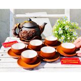  Bộ Ấm Chén Tử Sa hoạ tiết Hoa Cúc đắp nổi BKCEVN-8000 