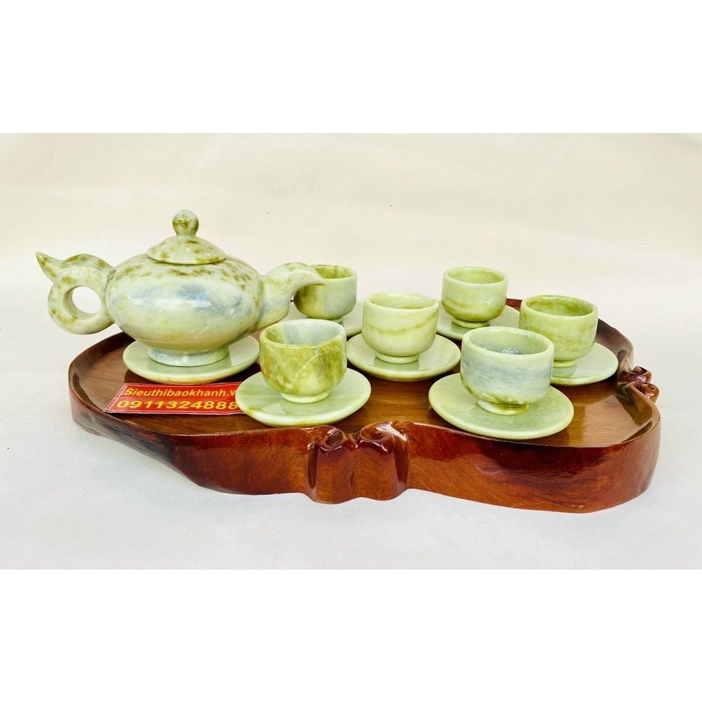  Bộ ấm chén đá màu xanh 