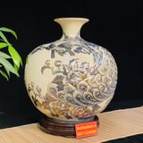  [HÀNG NGHỆ NHÂN]-Bình Hút Lộc men rạn công đào 35cm-mỹ nghệ bảo khánh 