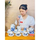  Bộ ấm chén trúc lâm thất hiền viền vàng 