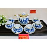  Bộ ấm chén Trúc Lâm Thất Hiền bọc đồng BKCEVN-8027 