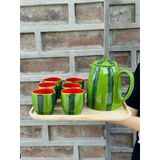  [Siêu Hot] Bộ Bình Trà Dưa Hấu Gốm Sứ Bát Tràng Cao Cấp 