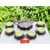  Ấm chén Bảo Khánh-Tinh hoa Bát Tràng bộ ấm chén tử sa tạo hình họa tiết lá sen 