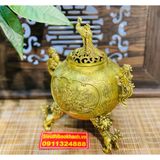 Xông trầm hương đồng quà tặng,đồ trang trí cao cấp -mỹ nghệ bảo khánh 18cm 
