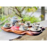  Bộ ấm chén men rạn vẽ Sơn Thủy Bát Tràng cao cấp 350ml 