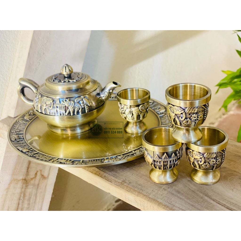  Bộ ấm chén đồng dáng cổ cao cấp 