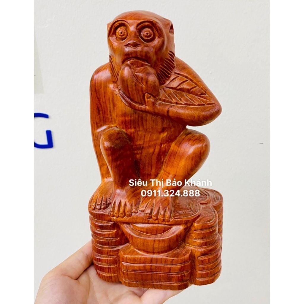  Tượng khỉ  gỗ  hương tài lộc cao 18 cm 