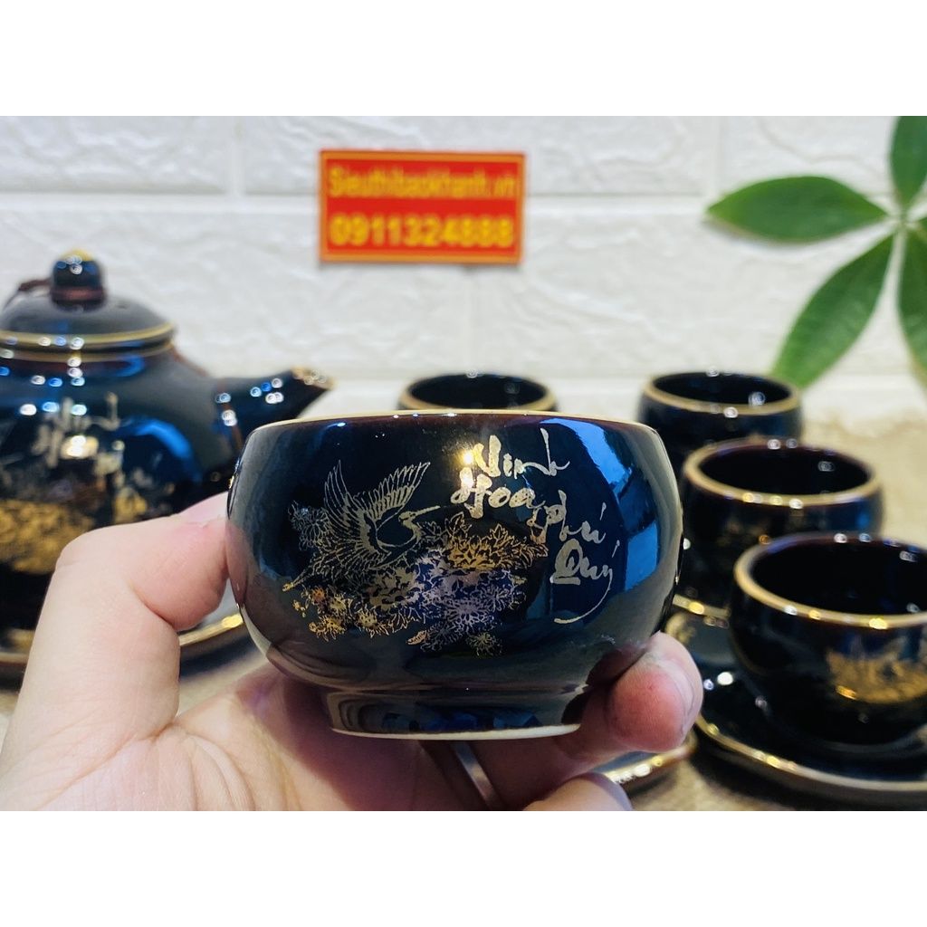  Bộ ấm chén Bát Tràng Vinh Hoa Phú Quý vẽ vàng 24k BKCE-001530VN-0012 