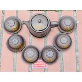  Bộ ấm chén gốm sứ Bát Tràng cao cấp hạo tiết in chìm 