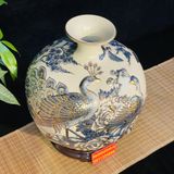  [HÀNG NGHỆ NHÂN]-Bình Hút Lộc men rạn công đào 35cm-mỹ nghệ bảo khánh 