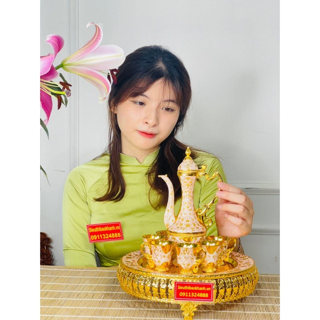  Bộ ấm chén hoàng gia chất liệu hợp kim đồng cực sang trọng 