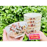  Nghệ thuật gốm sứ bộ bát ăn men kem sen hồng -Bảo Khánh 