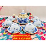  Bộ ấm chén Trúc Lâm Thất Hiền bọc đồng (loại 300ml) 