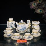  Bộ ấm chén men rạn bọc đồng Bát Tràng họa tiết Sơn Thủy Hữu Tình BKCEVN-8032 