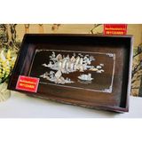  [NGHỆ THUẬT TRÀ ĐẠO]-Khay Trà Gụ Chân Quỳ Khảm Trai 34cm-Mỹ Nghệ Bảo Khánh 